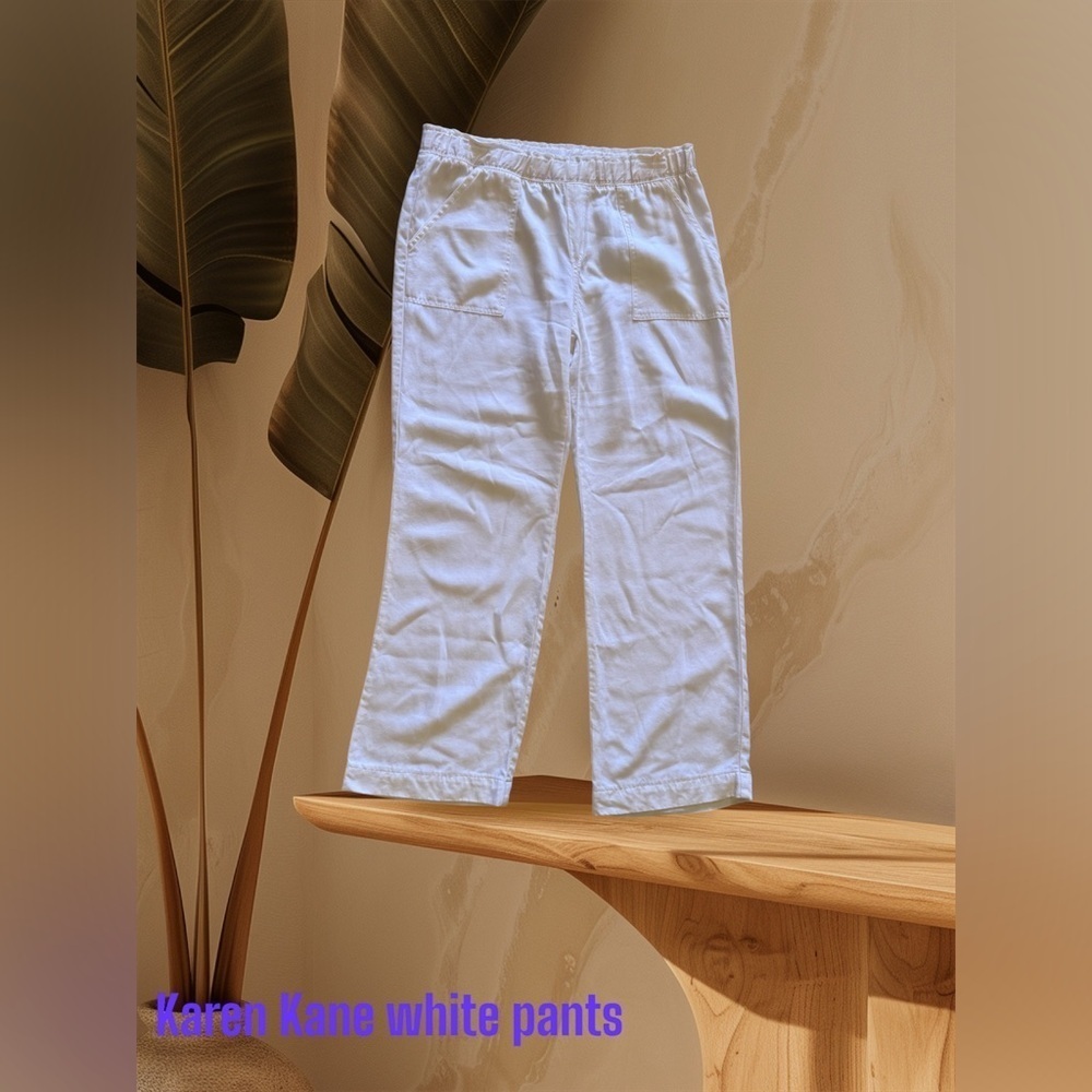 Karen Kane Pants Womans  Off White Wide Leg Outdoor Casual Elastic Waist Comfy S